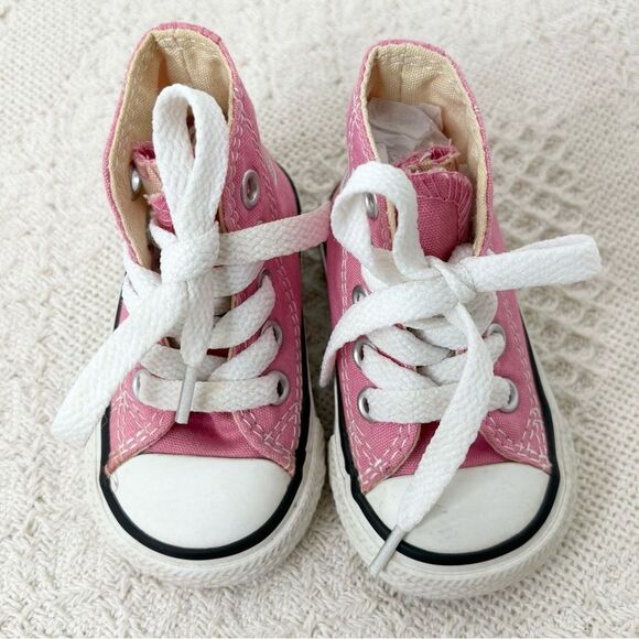 Converse Baby Girl Pink High-Top Sneakers - Picture 4 of 8